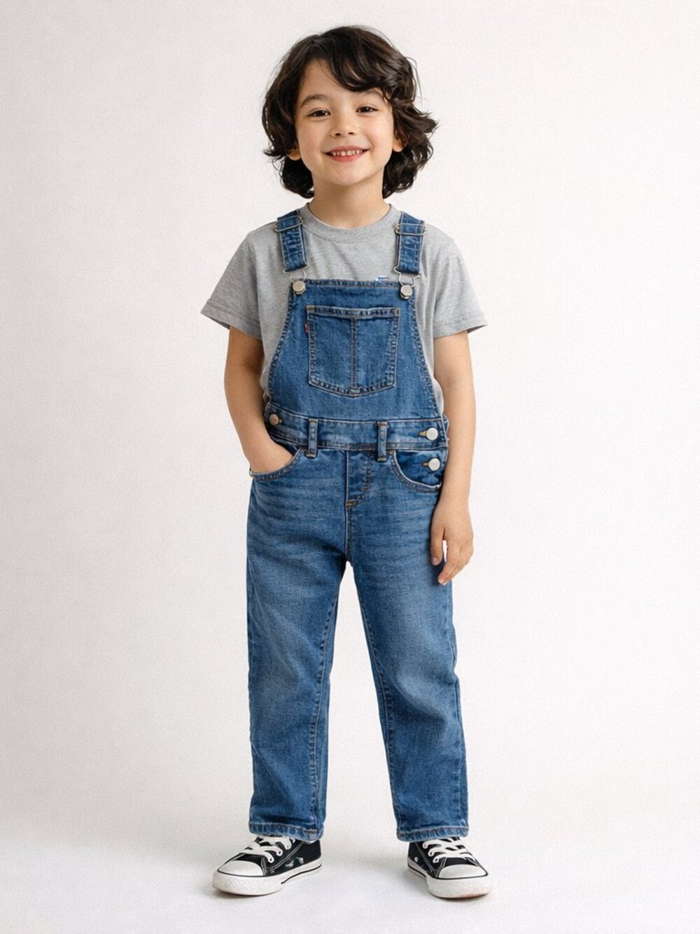 Levi's Overalls Kids Size 7 Medium Wash - Picture 1 of 9